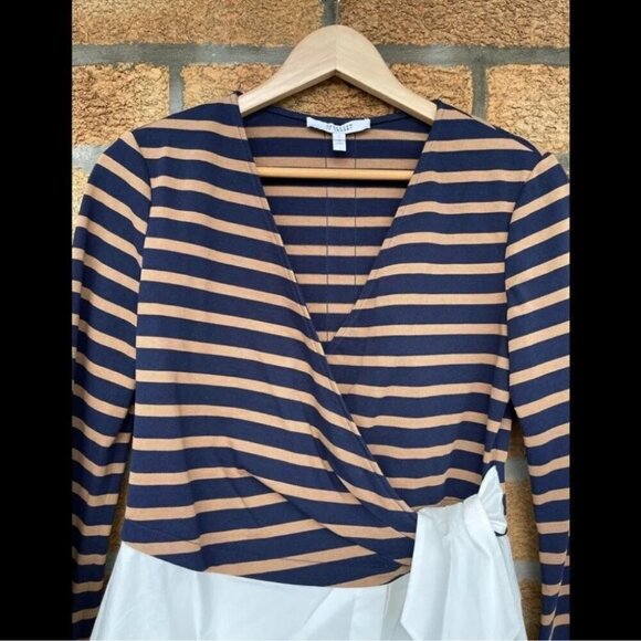 DEREK LAM 10 CROSBY Stripe Wrap Top with Poplin Shirting Combo size 4 - Picture 6 of 12